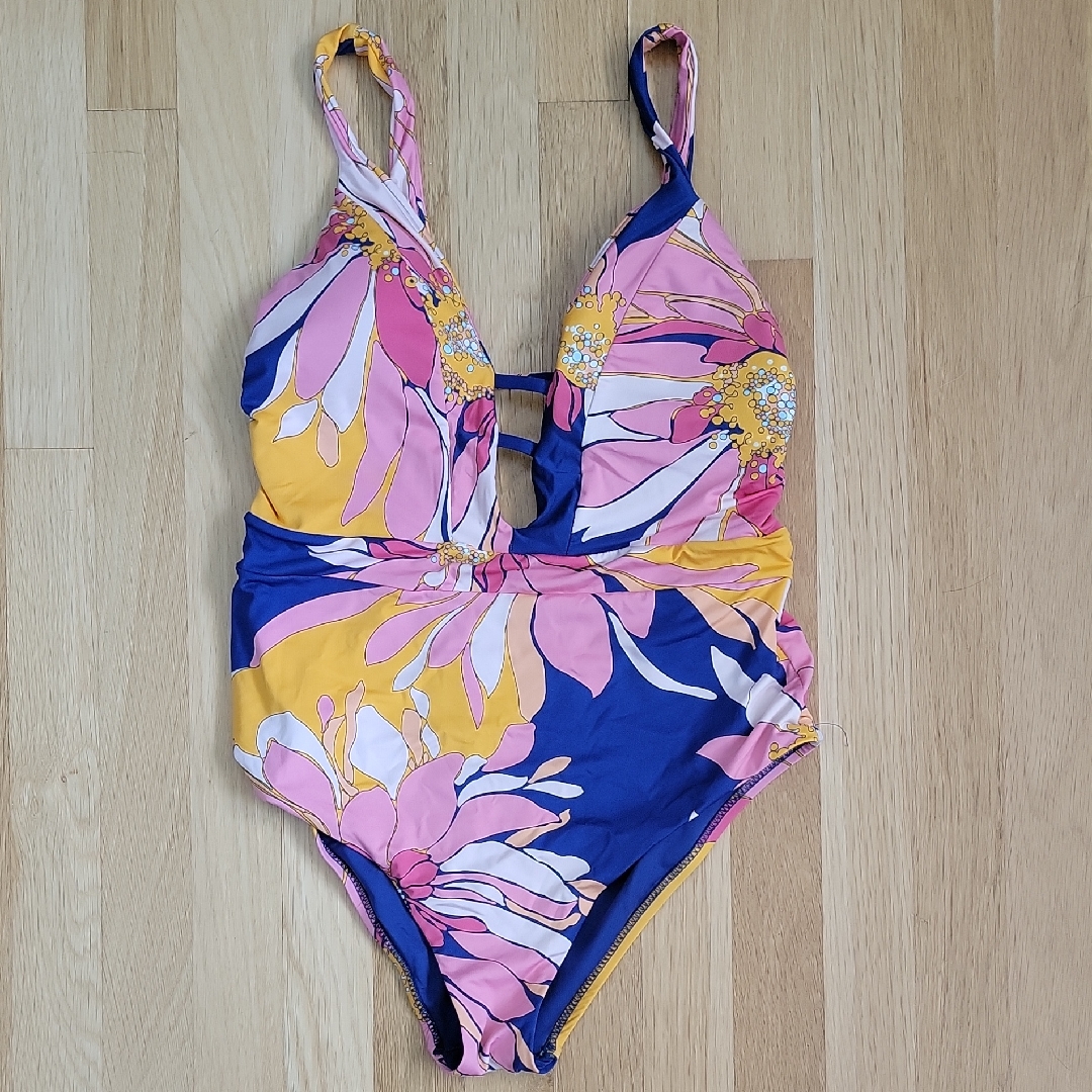 Trina Turk Pink And Yellow Floral One Piece Swimsuit